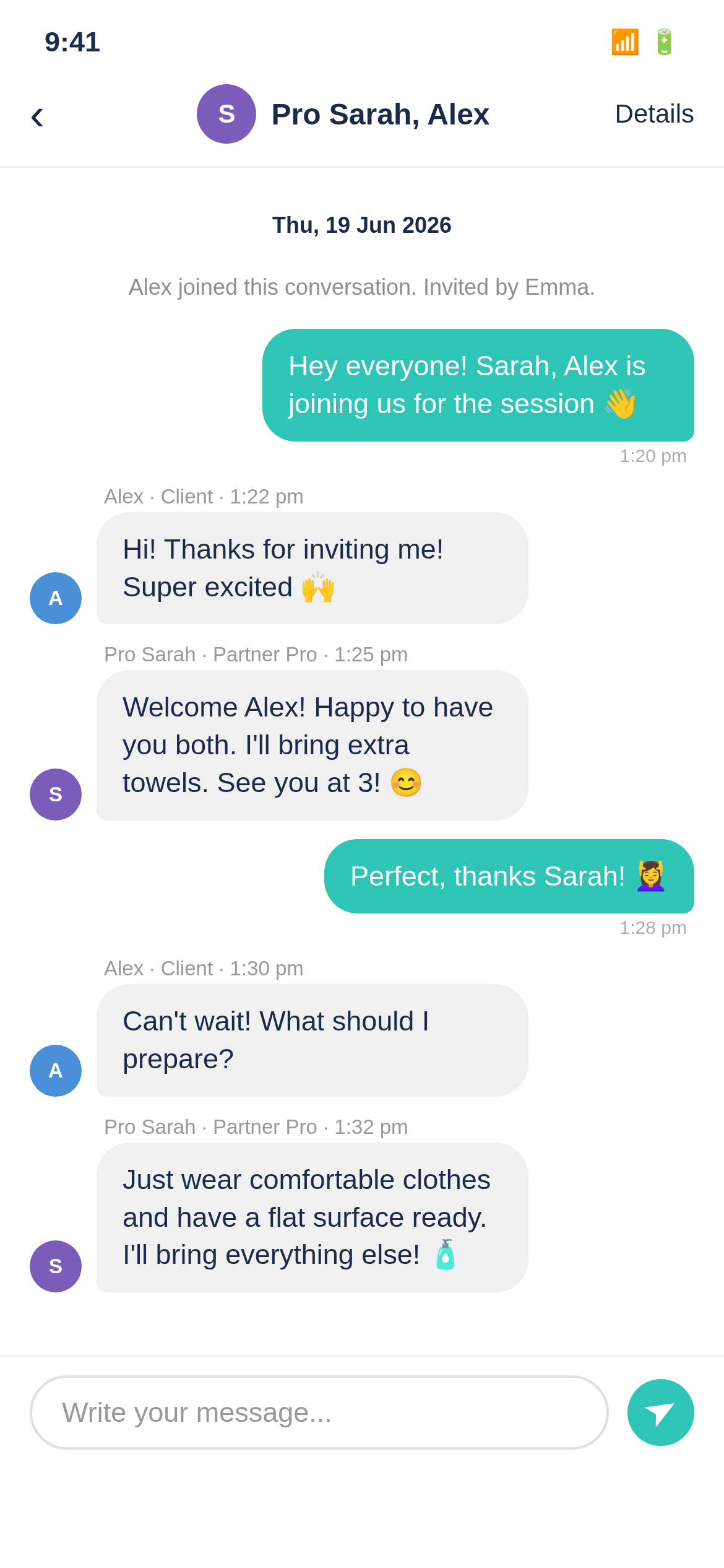Chat showing booker, guest, and provider messages